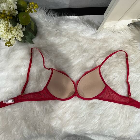 NEW Victoria’s Secret Very Sexy Floral Lace Pink Coral Padded Push Up Bra 34A - Picture 8 of 14